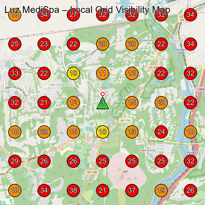 Luz MediSpa GeoGrid visibility map for Spa in Somers
